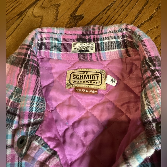 CE SCHMIDT WORKWEAR FOR WOMEN PINK QUILTED FLANNEL SHIRT JACKET SZ. M - Picture 4 of 9